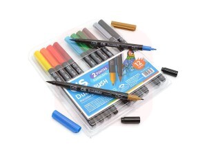 Caneta Dual Brush Aquarelável 12 Cores
