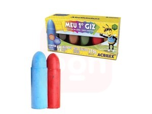 Giz de Cera 12 Cores Jumbo Meu 1º Giz - Acrilex