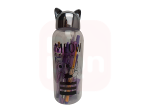 Kit Presenteável Monocromático Roxo C/ Estojo Garrafa Gato plástico