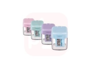 Apontador MiniBox c/ Reservatório c/ Tampa em Tons Pasteis